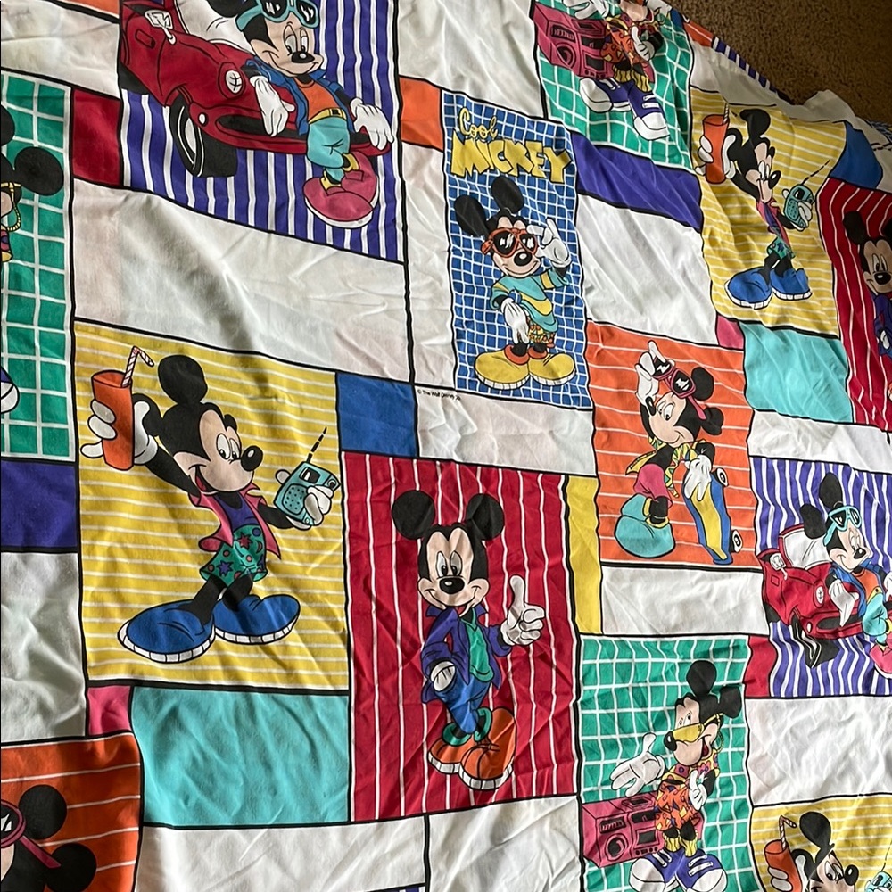 Vintage Disney Red and Blue Mickey Mouse Sheet Set